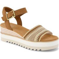 TOMS Diana Wedge Leder Damensandalen Dunkelbeige