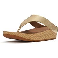 Fitflop Lulu Lux Graphic-Weave Zehensteg-Leder Sandalen für Frauen in Platino