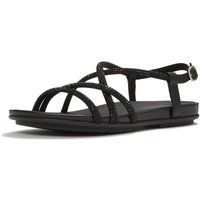 Fitflop Fino Zehentrenner Leder Damen Sandalen All Black