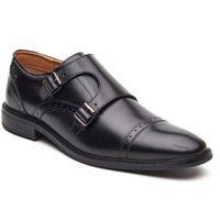Base London Henley Mönch Leder Herren Schwarz Doppelte Mönch Schuhe