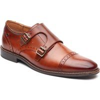 Base London Henley Mönch Leder Herren Schuhe in Burnt Tan mit doppeltem Mönchverschluss