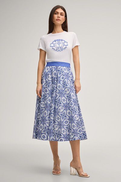 Joop! Tulya Weißes Baumwoll-T-Shirt mit Logo-Emblem-Print