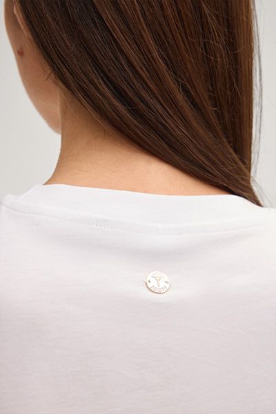 Joop! Tulya Weißes Baumwoll-T-Shirt mit Logo-Emblem-Print