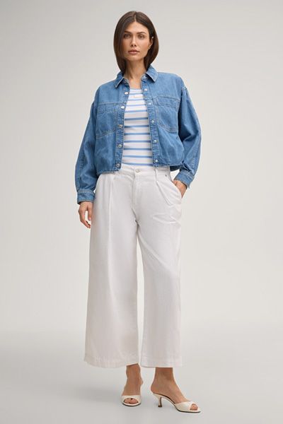 Marc O'Polo Telma Weißes und Hellblau gestreiftes Tanktop