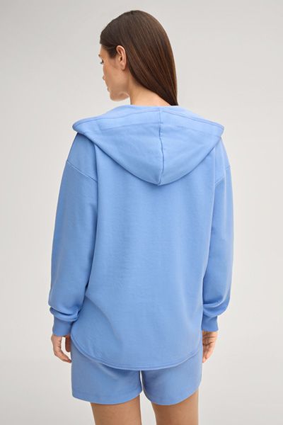 Joop! Tristani Blauer Hoodie mit Logo-Kordelzug und V-Ausschnitt