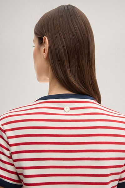 Joop! Gestreiftes T-Shirt Trinity in Rot/Weiß mit Logo