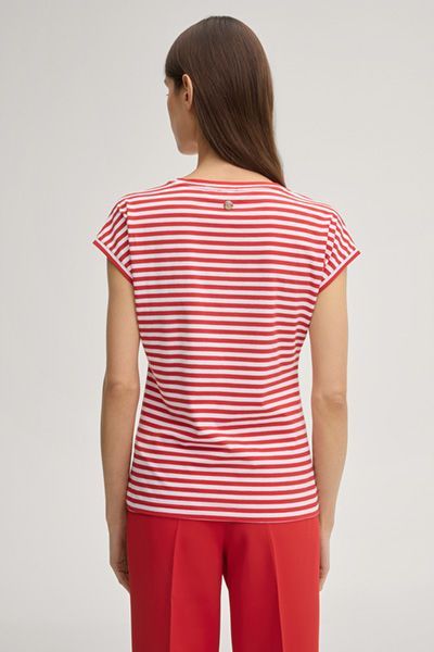 Marc Cain T-Shirt Tulia rot und weiß gestreift aus Baumwollstretch