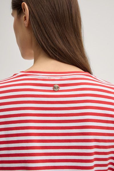 Marc Cain T-Shirt Tulia rot und weiß gestreift aus Baumwollstretch