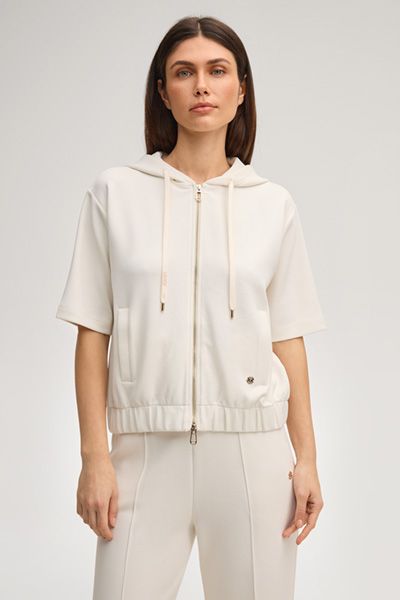 Joop! Thérèse Off-White Kurzarm Zip-Up Hoodie Jacke