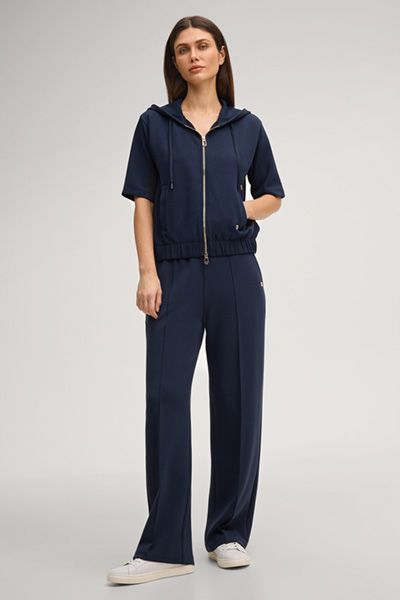 Joop! Thérèse Marineblaue Kurzarm-Sweatjacke mit Reißverschluss