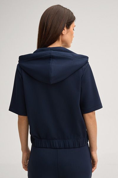 Joop! Thérèse Marineblaue Kurzarm-Sweatjacke mit Reißverschluss