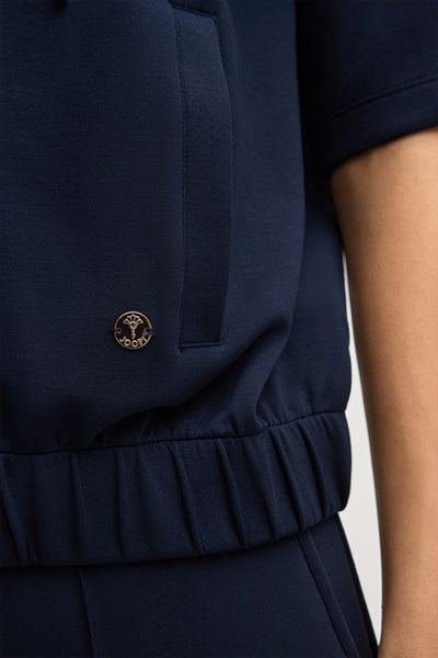 Joop! Thérèse Marineblaue Kurzarm-Sweatjacke mit Reißverschluss