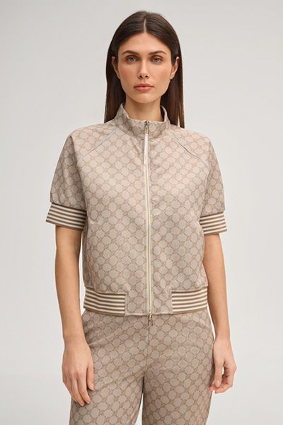 Kurzarm Sweatjacke mit Muster und Reißverschluss