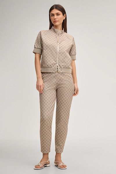 Kurzarm Sweatjacke mit Muster und Reißverschluss