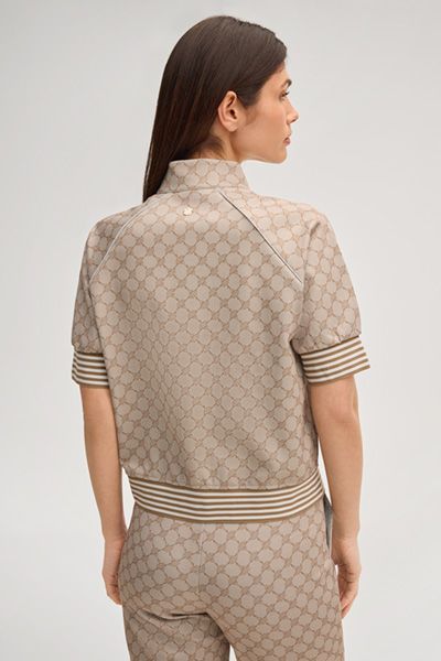 Kurzarm Sweatjacke mit Muster und Reißverschluss