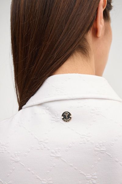 Joop! Weißes Cornflower Struktur Sweat-Polo-Kleid aus Baumwollmischung mit Gürtel