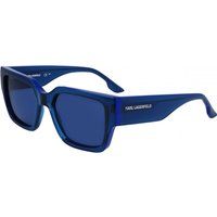 Blaue Sonnenbrille mit quadratischem Rahmen