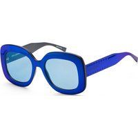 Retro Rechteckige Sonnenbrille mit blauen Gläsern