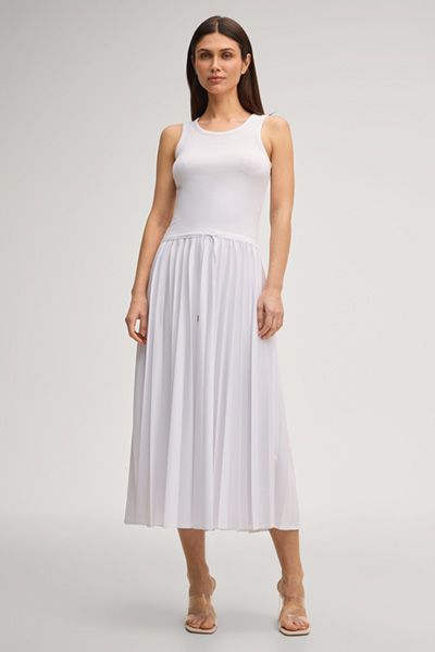 Weißes Midikleid im Tanktop-Stil mit Plissee-Rock