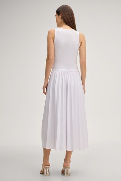 Weißes Midikleid im Tanktop-Stil mit Plissee-Rock