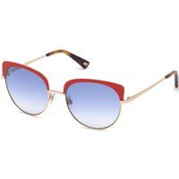 Rote Cat-Eye-Sonnenbrille mit blauen Gläsern