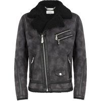 Wildleder-Bikerjacke mit Shearling-Futter