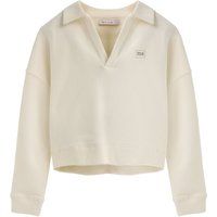Ecrufarbenes Sweatshirt mit Polokragen