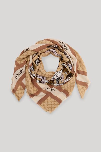 JOOP! Adalia Schal Beige Braun Kornblume Print Logo
