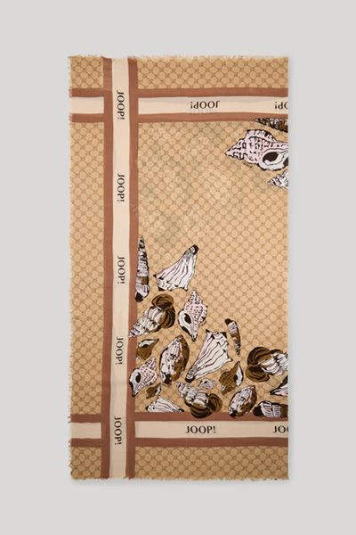 JOOP! Adalia Schal Beige Braun Kornblume Print Logo