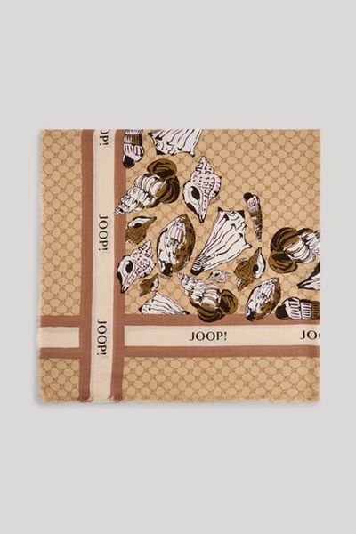JOOP! Adalia Schal Beige Braun Kornblume Print Logo
