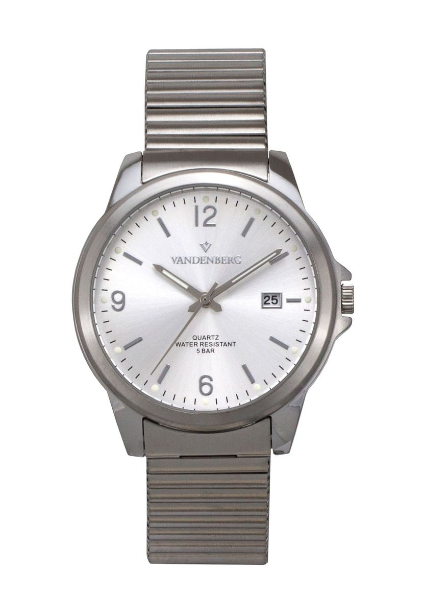 Klassische silberne Edelstahl Herrenuhr