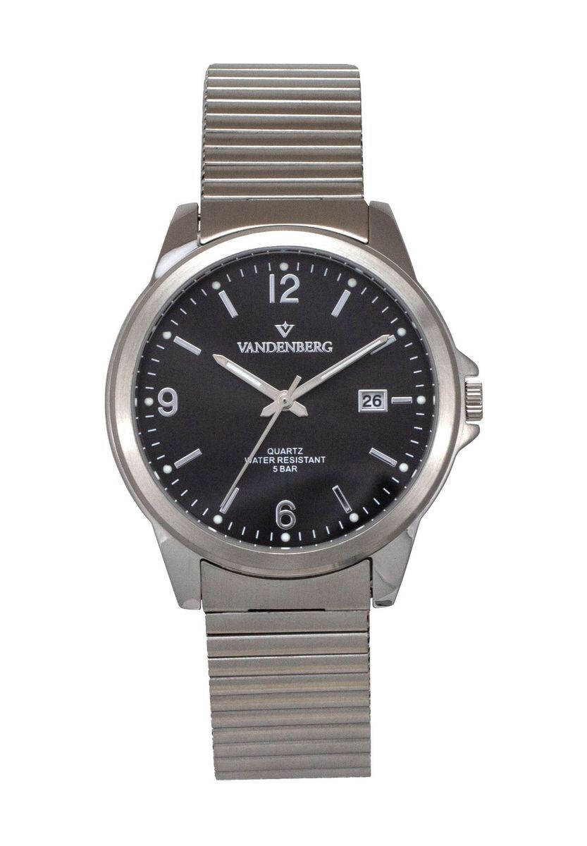 Silberne klassische Armbanduhr mit rundem Zifferblatt