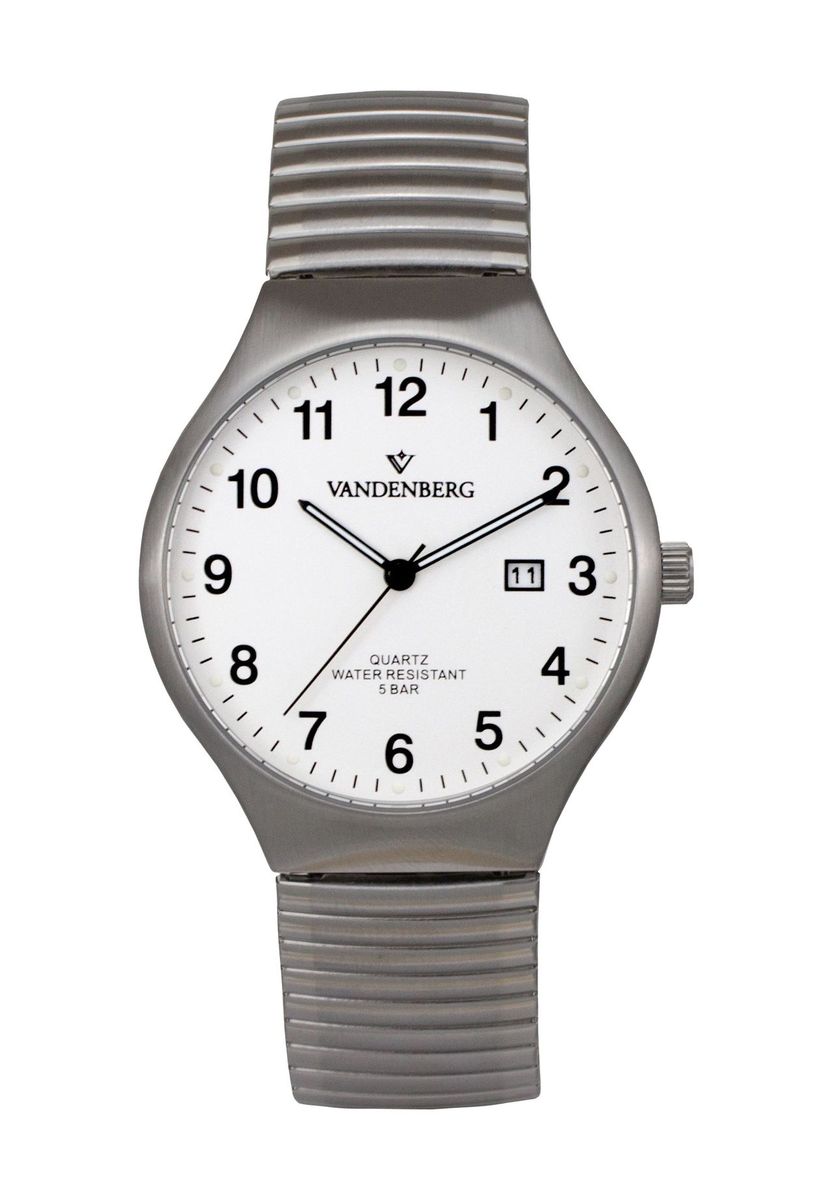 Minimalistische silberfarbene Quarzuhr mit Datum