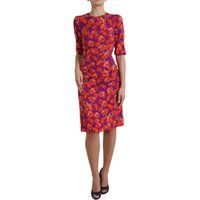 Mohnblumen-Musterkleid mit Halblangen Ärmeln