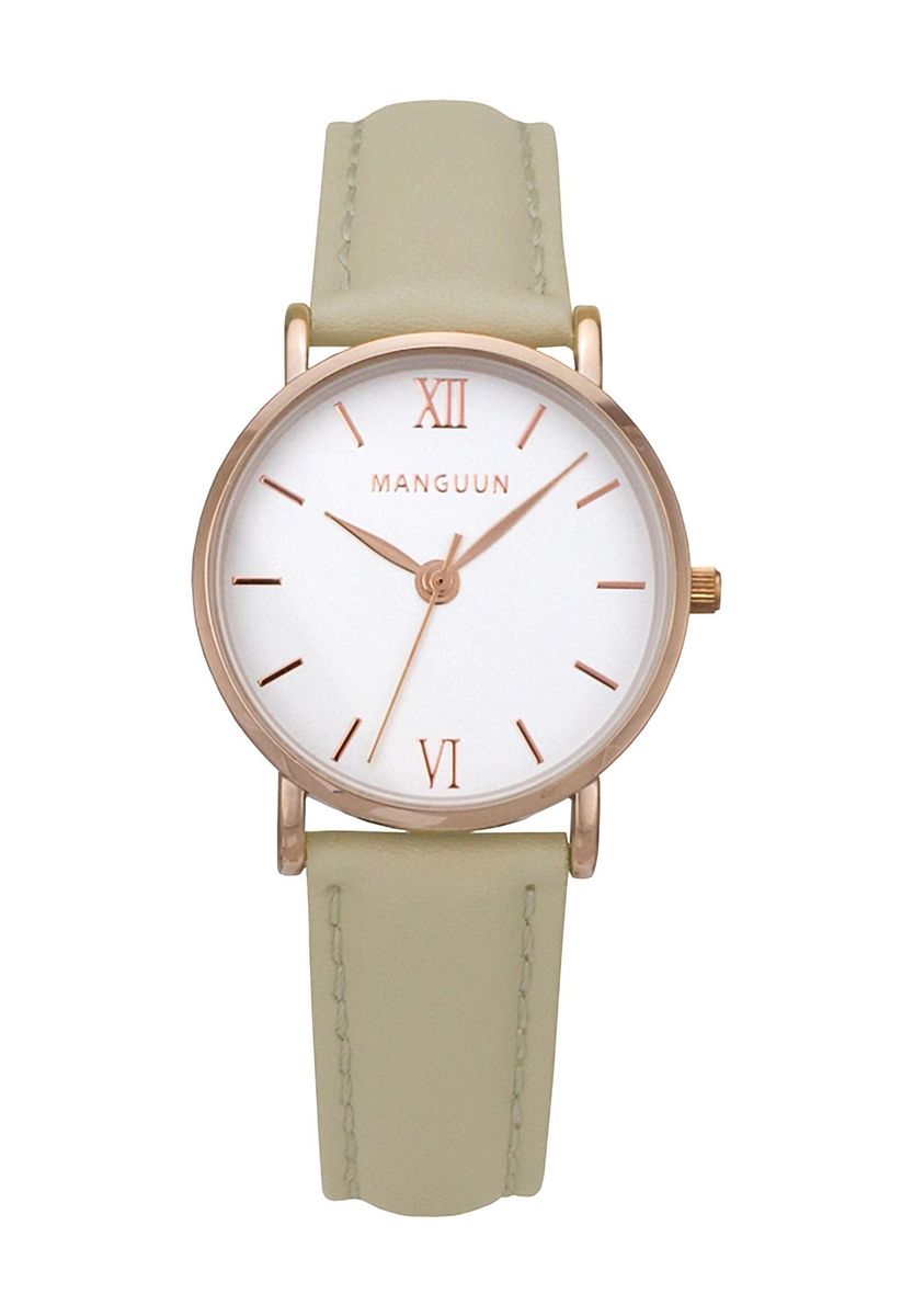 Klassische Roségold Beige Armbanduhr