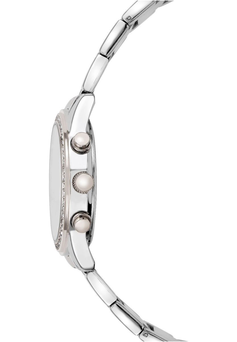 Elegante silberne Chronographenuhr mit Kristallen