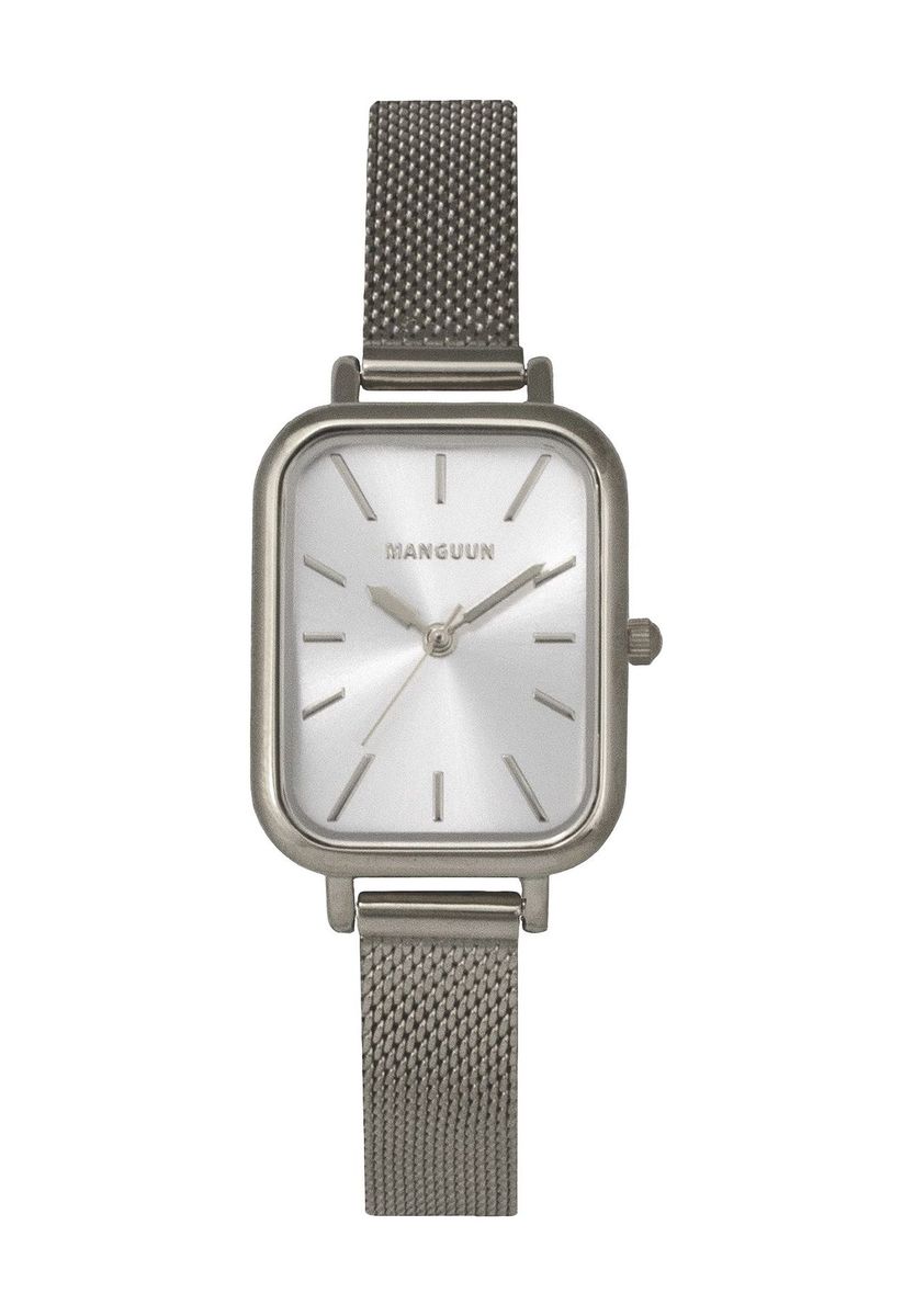 Silberfarbene rechteckige Damenuhr