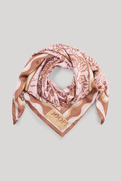 JOOP! Augusta Tuch Rosa und Braun Blumenmuster Logo Emblem