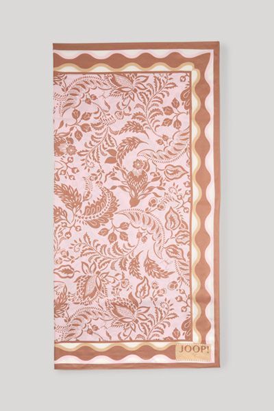 JOOP! Augusta Tuch Rosa und Braun Blumenmuster Logo Emblem