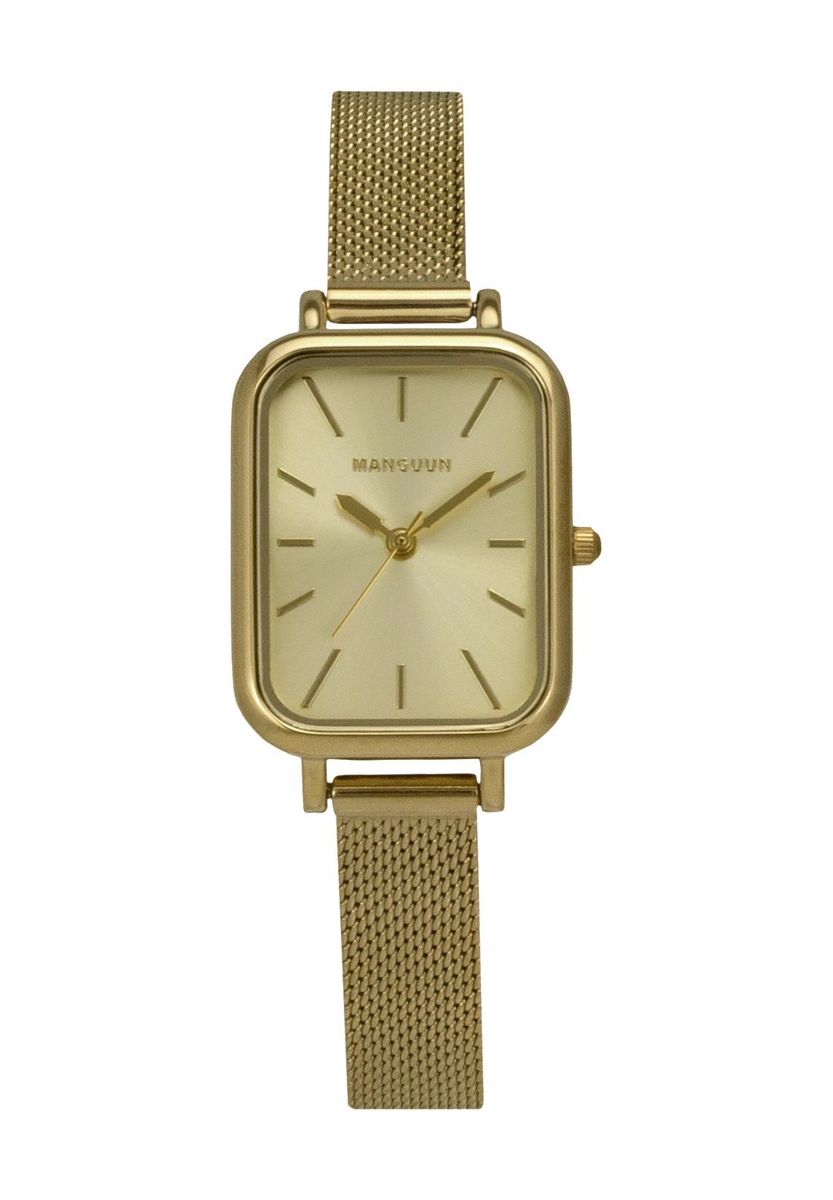 Goldfarbene Mesh Armband Damenuhr