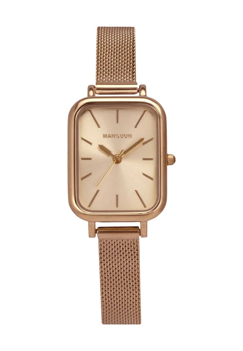 Elegante goldfarbene Mesh-Armbanduhr