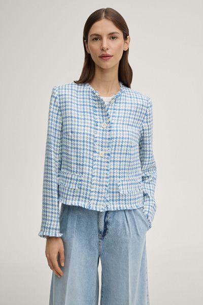 Marc Cain Blazer Junela blau-weiß kariert Tweed