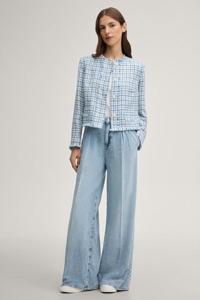 Marc Cain Blazer Junela blau-weiß kariert Tweed