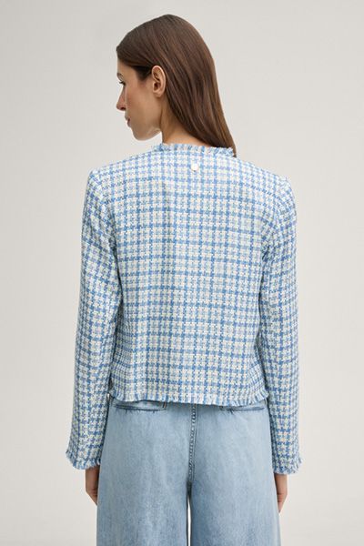 Marc Cain Blazer Junela blau-weiß kariert Tweed