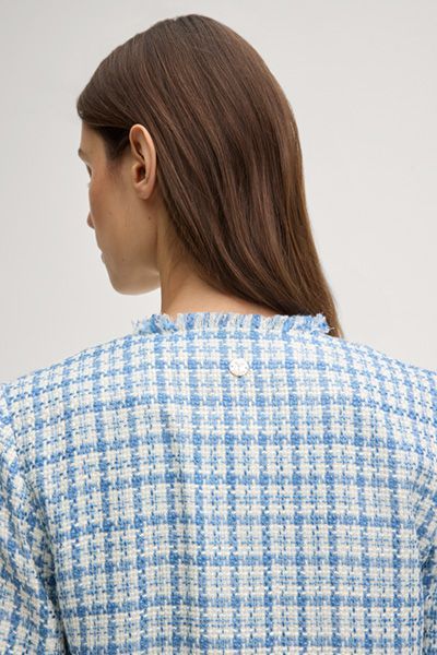 Marc Cain Blazer Junela blau-weiß kariert Tweed