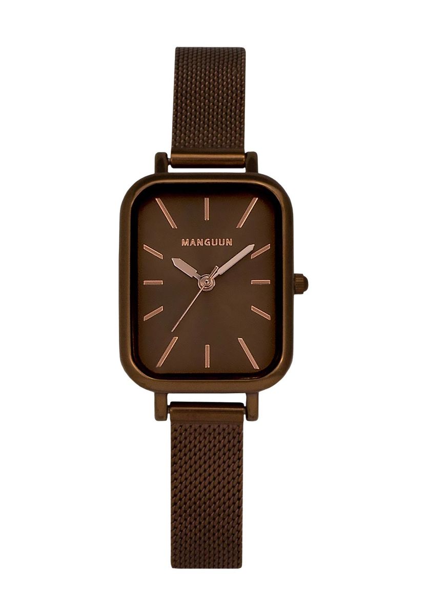 Braune Armbanduhr mit quadratischem Zifferblatt