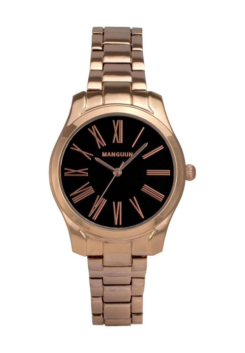 Roségoldfarbene Uhr mit römischen Ziffern