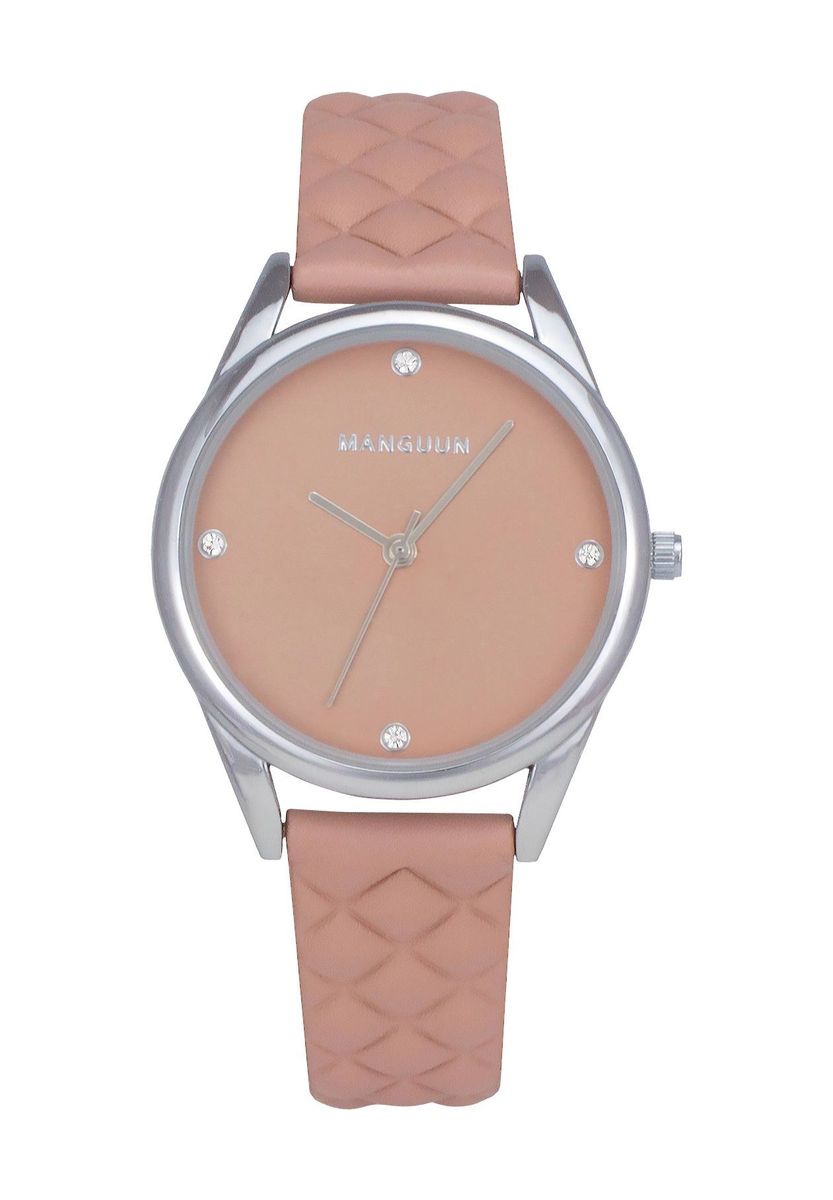 Elegante Damenarmbanduhr mit gestepptem Armband