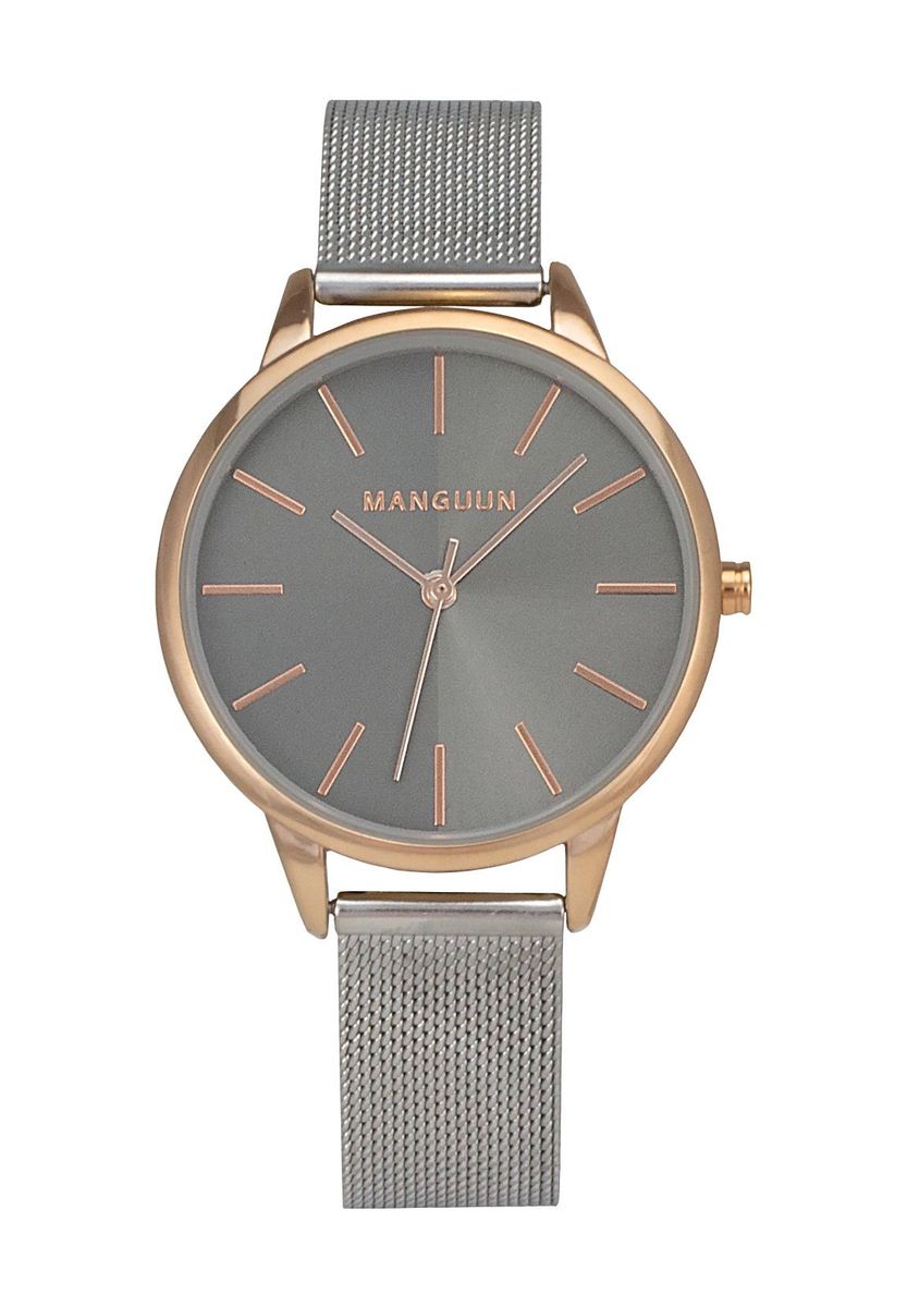 Minimalistische Anthrazit Uhr mit Milanaiseband