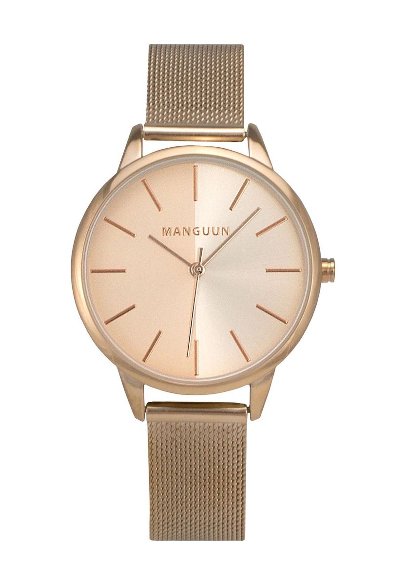 Roségoldene minimalistische Mesh-Uhr
